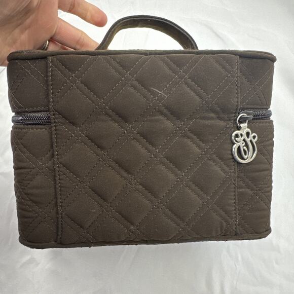 Vera Bradley CHOO CHOO TRAVEL CASE Espresso Color Dark Brown Quilted - Picture 4 of 16